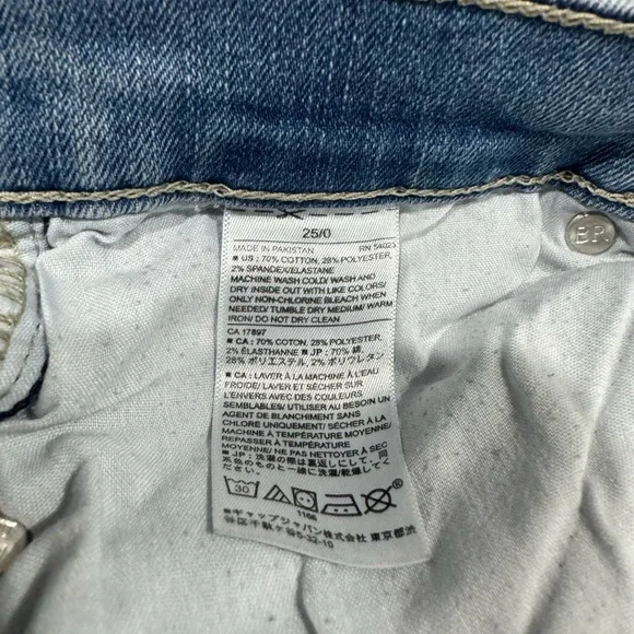 Banana Republic Light Wash Split Frayed Hem Low-Rise Jean Size 25 - Picture 4 of 5